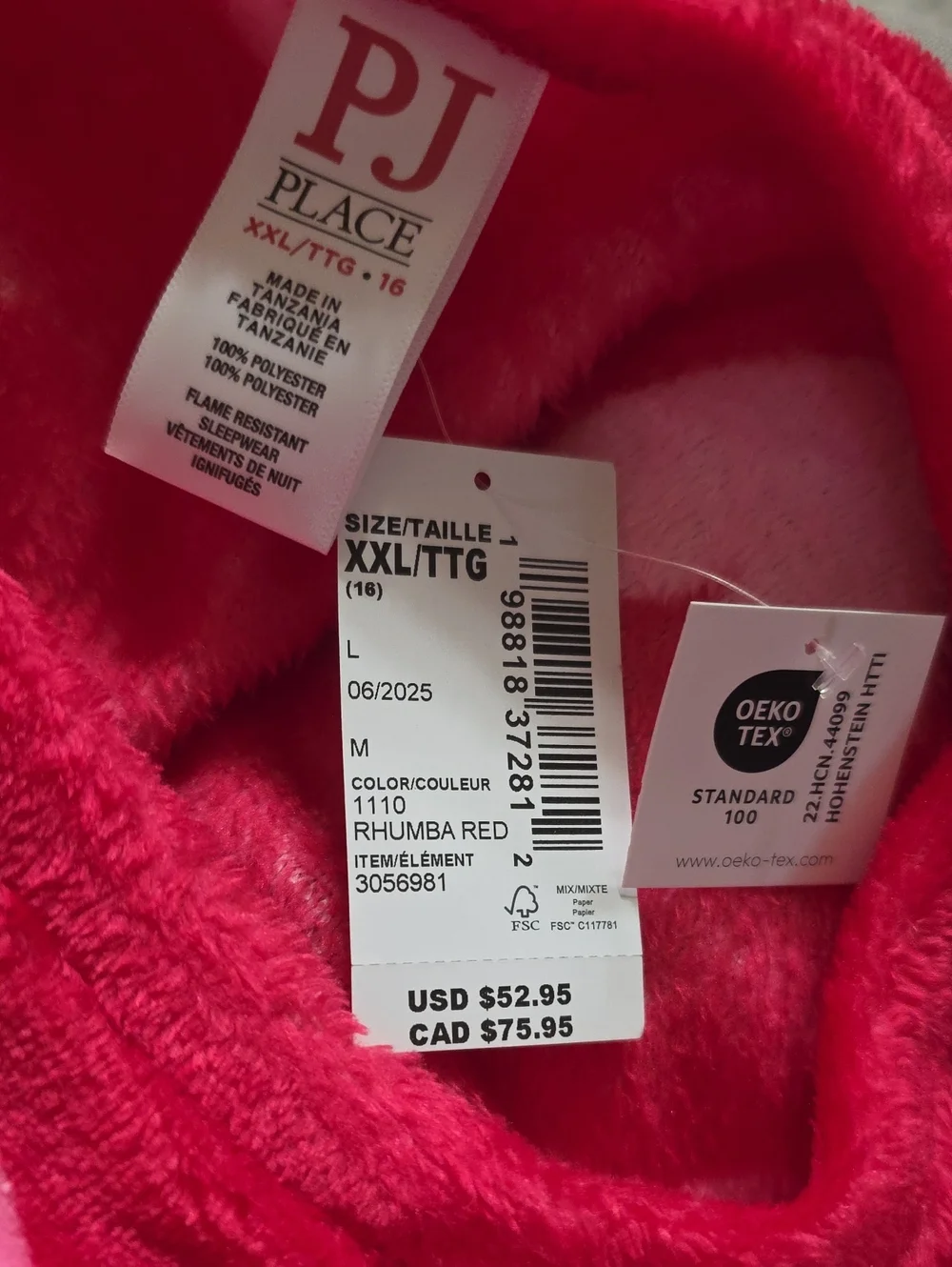 Place Red Fleece Heart Two-Piece Pajama Set with Pink Hearts